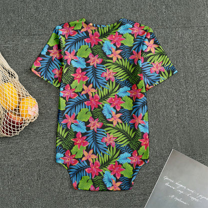 Hawaiian Floral Pattern Print Men's Bodysuit