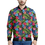 Hawaiian Floral Pattern Print Men's Bomber Jacket