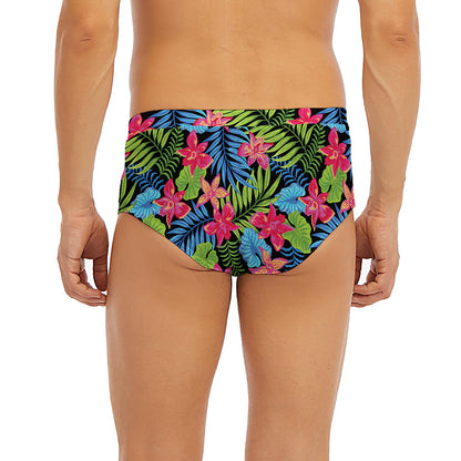 Hawaiian Floral Pattern Print Men's Briefs