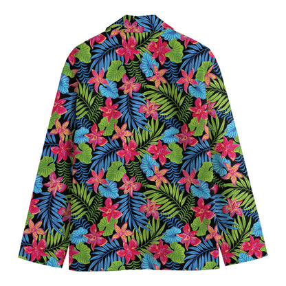 Hawaiian Floral Pattern Print Men's Cotton Blazer