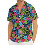 Hawaiian Floral Pattern Print Men's Deep V-Neck Shirt