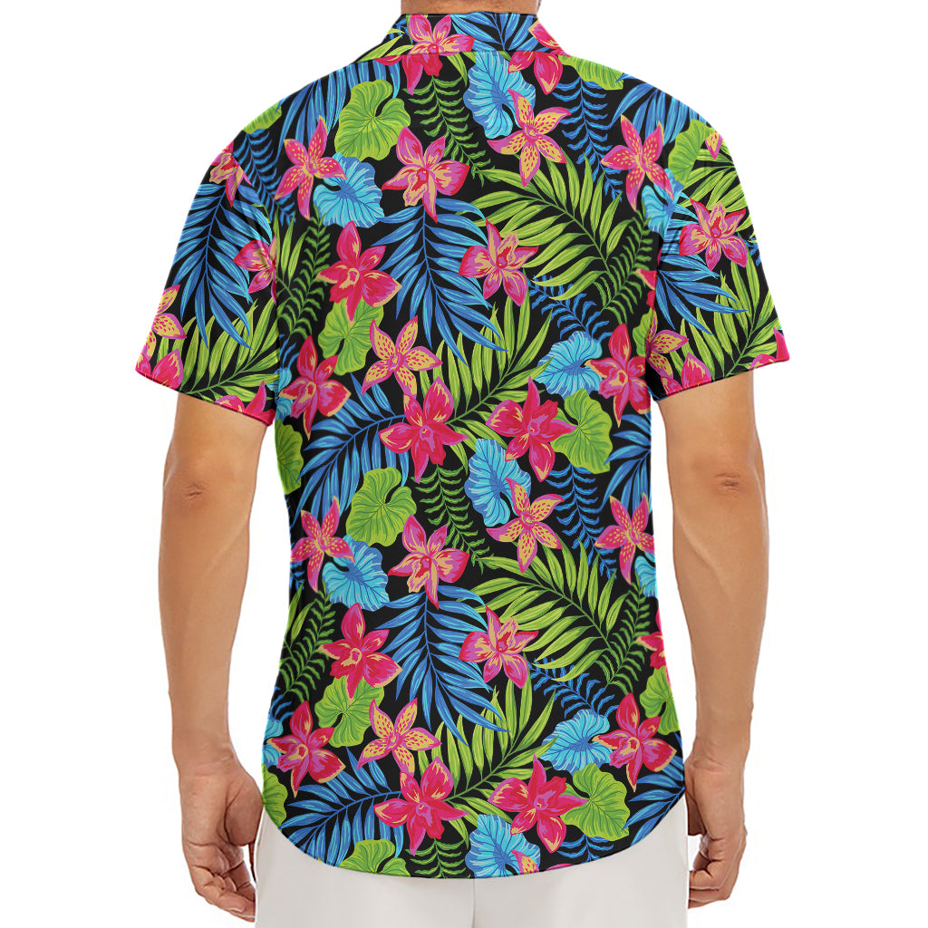 Hawaiian Floral Pattern Print Men's Deep V-Neck Shirt