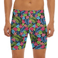 Hawaiian Floral Pattern Print Men's Long Boxer Briefs
