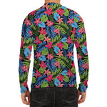 Hawaiian Floral Pattern Print Men's Long Sleeve Rash Guard