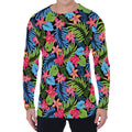 Hawaiian Floral Pattern Print Men's Long Sleeve T-Shirt