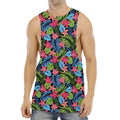 Hawaiian Floral Pattern Print Men's Muscle Tank Top