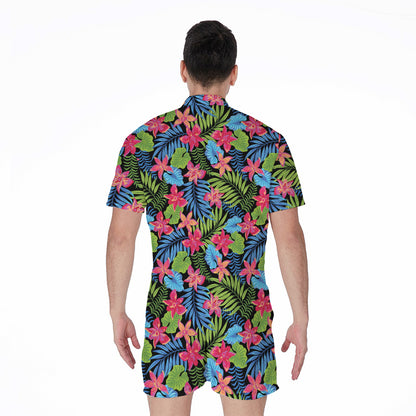 Hawaiian Floral Pattern Print Men's Rompers