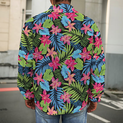 Hawaiian Floral Pattern Print Men's Shirt Jacket