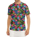 Hawaiian Floral Pattern Print Men's Short Sleeve Rash Guard