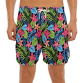 Hawaiian Floral Pattern Print Men's Split Running Shorts