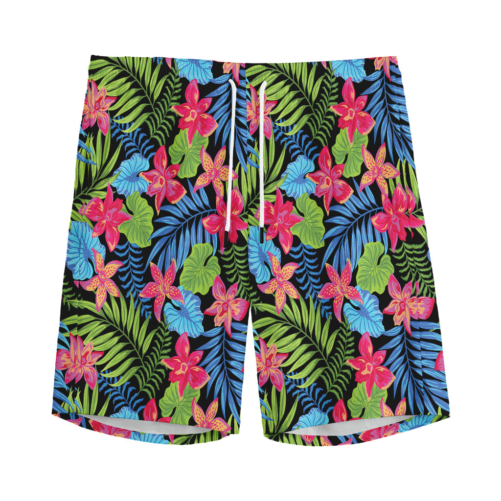 Hawaiian Floral Pattern Print Men's Sports Shorts