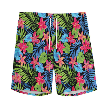 Hawaiian Floral Pattern Print Men's Sports Shorts