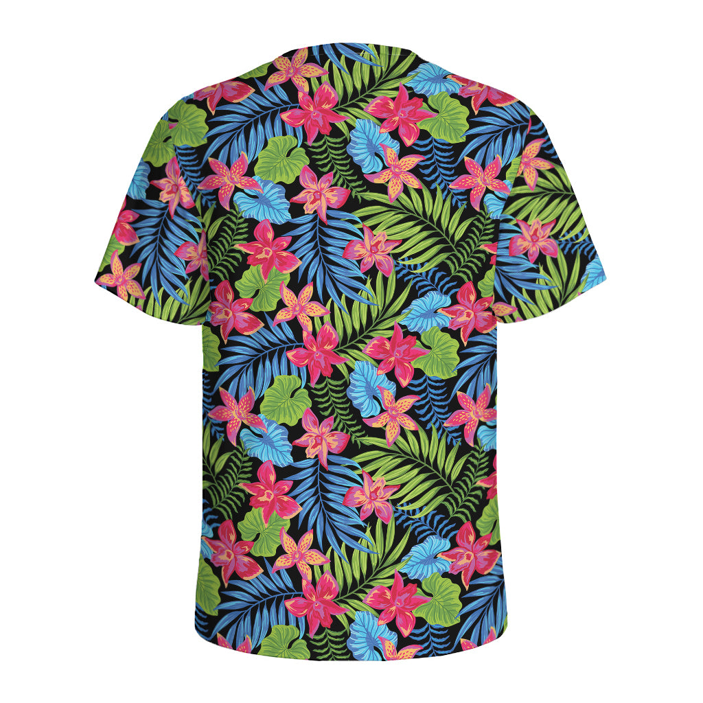 Hawaiian Floral Pattern Print Men's Sports T-Shirt