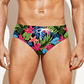 Hawaiian Floral Pattern Print Men's Swim Briefs