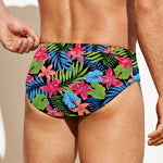 Hawaiian Floral Pattern Print Men's Swim Briefs