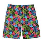 Hawaiian Floral Pattern Print Men's Swim Trunks