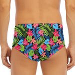 Hawaiian Floral Pattern Print Men's Triangle Swim Briefs
