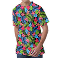 Hawaiian Floral Pattern Print Men's Velvet T-Shirt