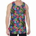 Hawaiian Floral Pattern Print Men's Velvet Tank Top