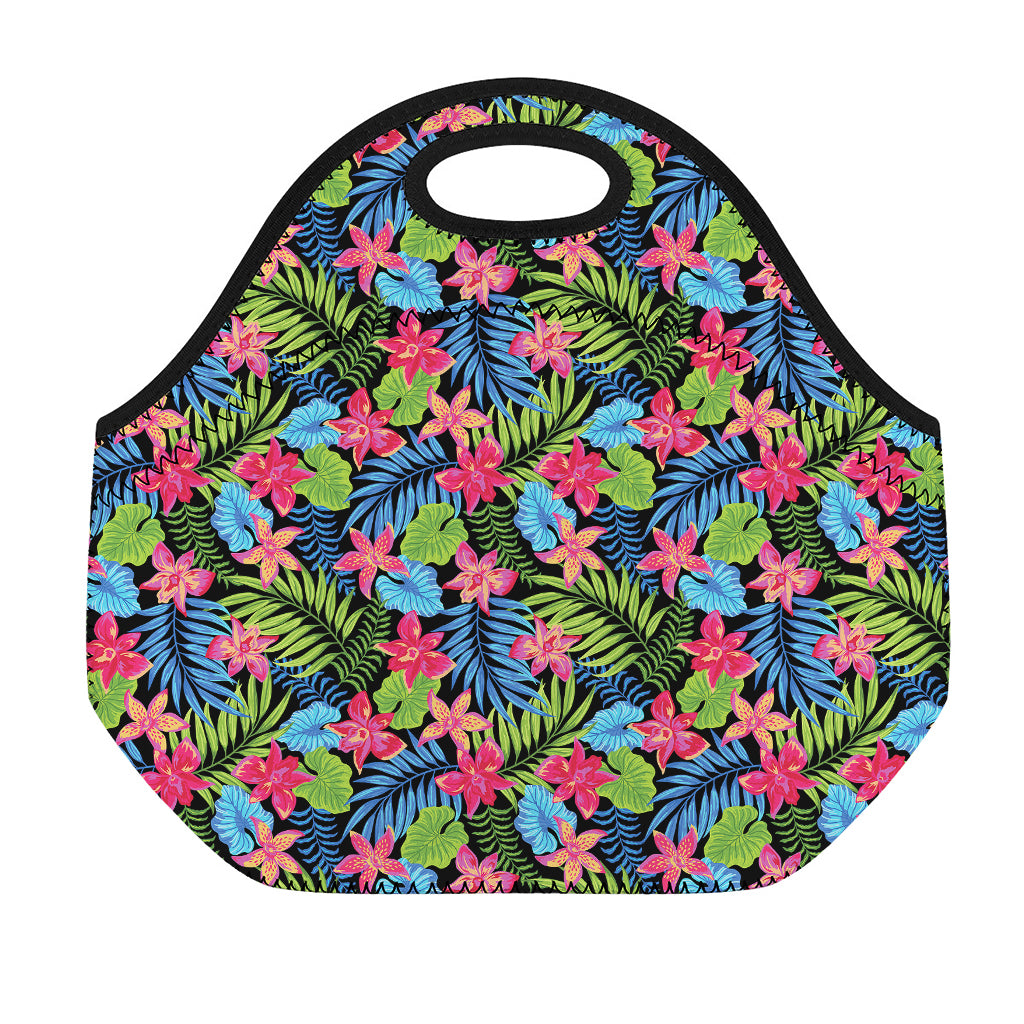 Hawaiian Floral Pattern Print Neoprene Lunch Bag