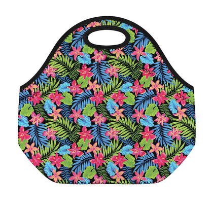 Hawaiian Floral Pattern Print Neoprene Lunch Bag
