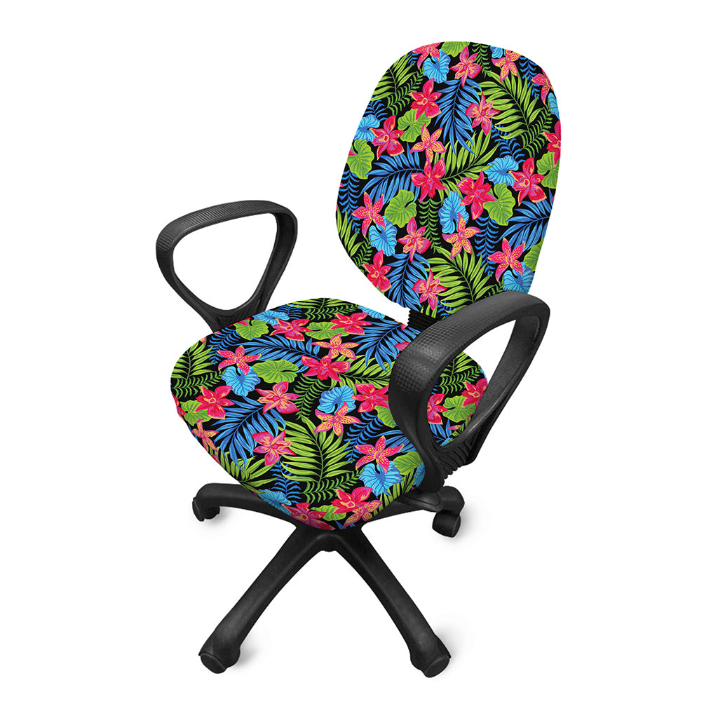Hawaiian Floral Pattern Print Office Chair Cover