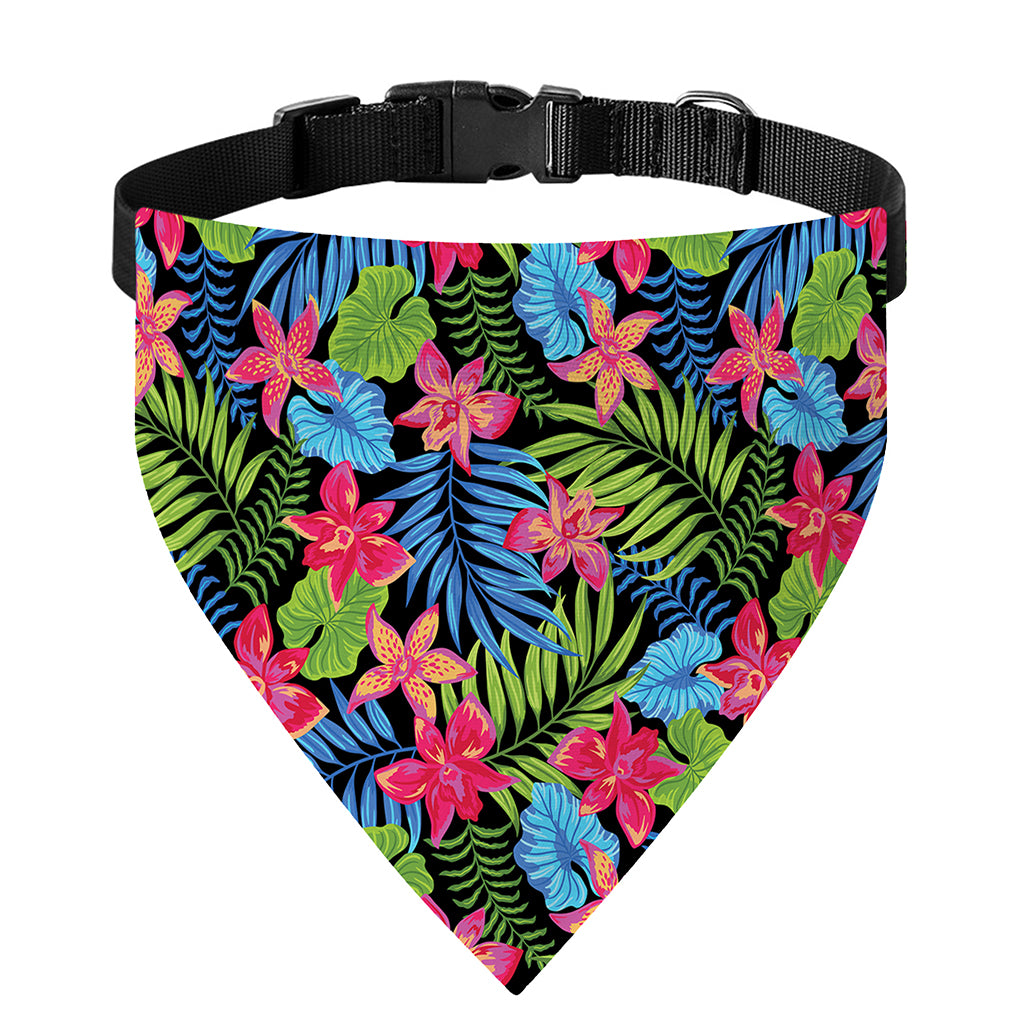 Hawaiian Floral Pattern Print Over The Collar Dog Bandana