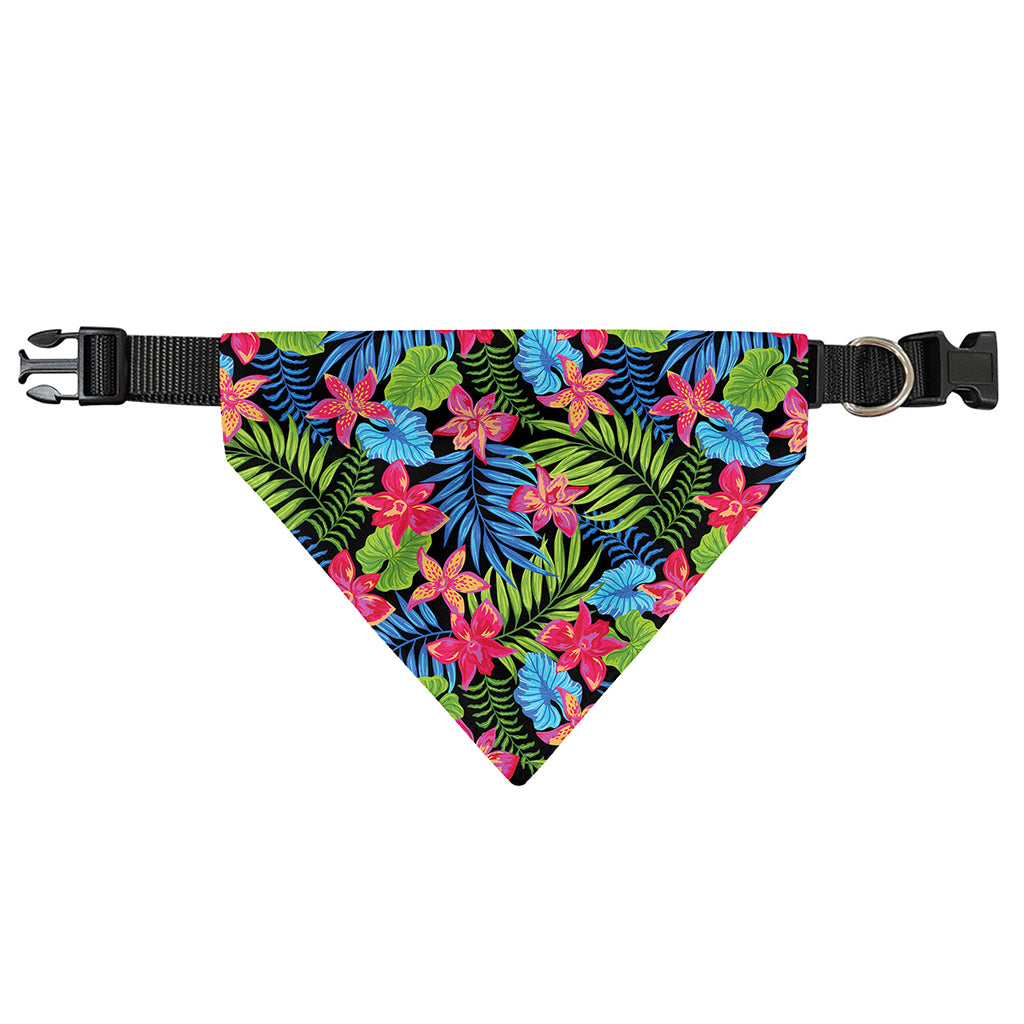 Hawaiian Floral Pattern Print Over The Collar Dog Bandana