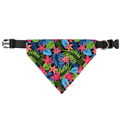 Hawaiian Floral Pattern Print Over The Collar Dog Bandana