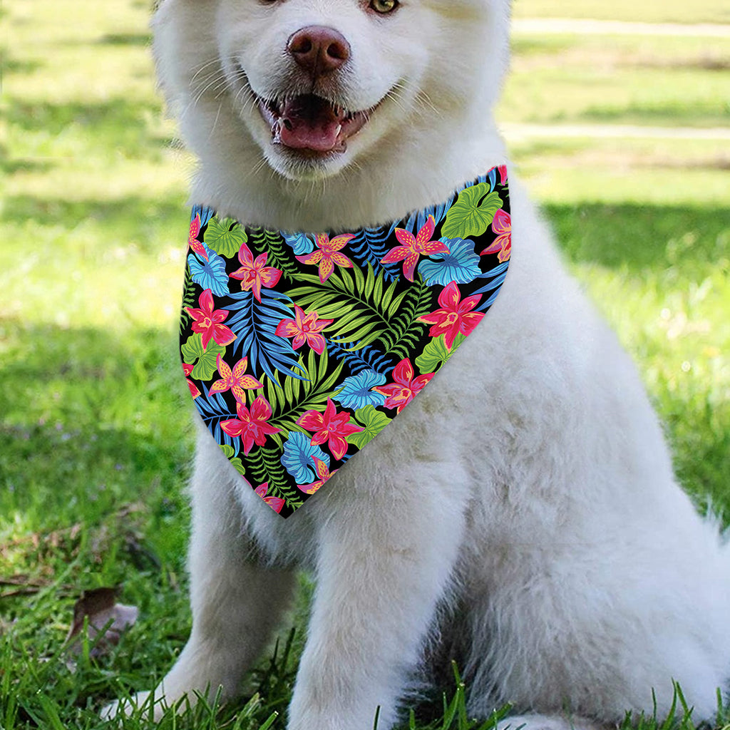 Hawaiian Floral Pattern Print Over The Collar Dog Bandana