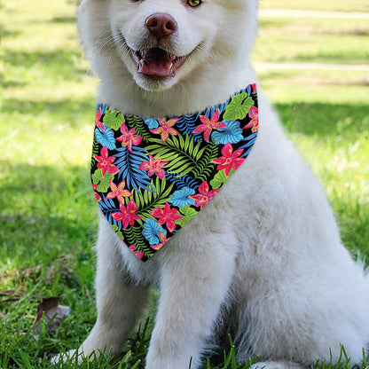 Hawaiian Floral Pattern Print Over The Collar Dog Bandana