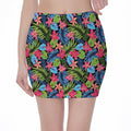 Hawaiian Floral Pattern Print Pencil Mini Skirt