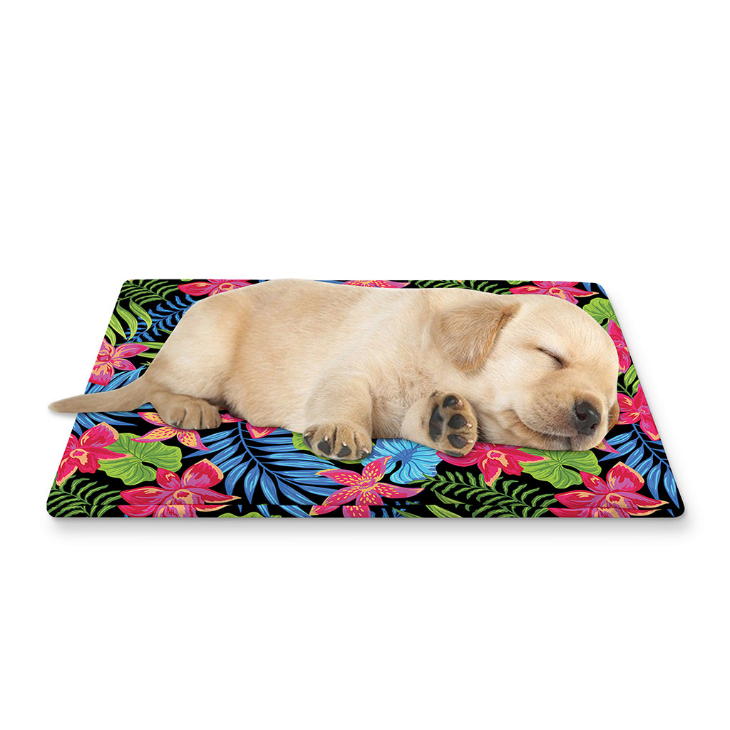 Hawaiian Floral Pattern Print Pet Cooling Mat Cover