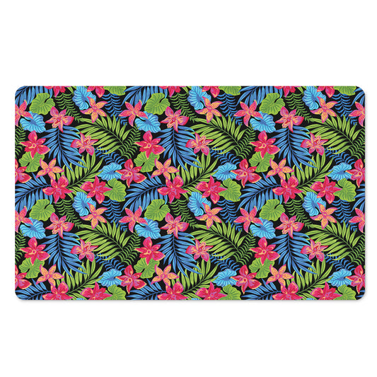 Hawaiian Floral Pattern Print Polyester Doormat