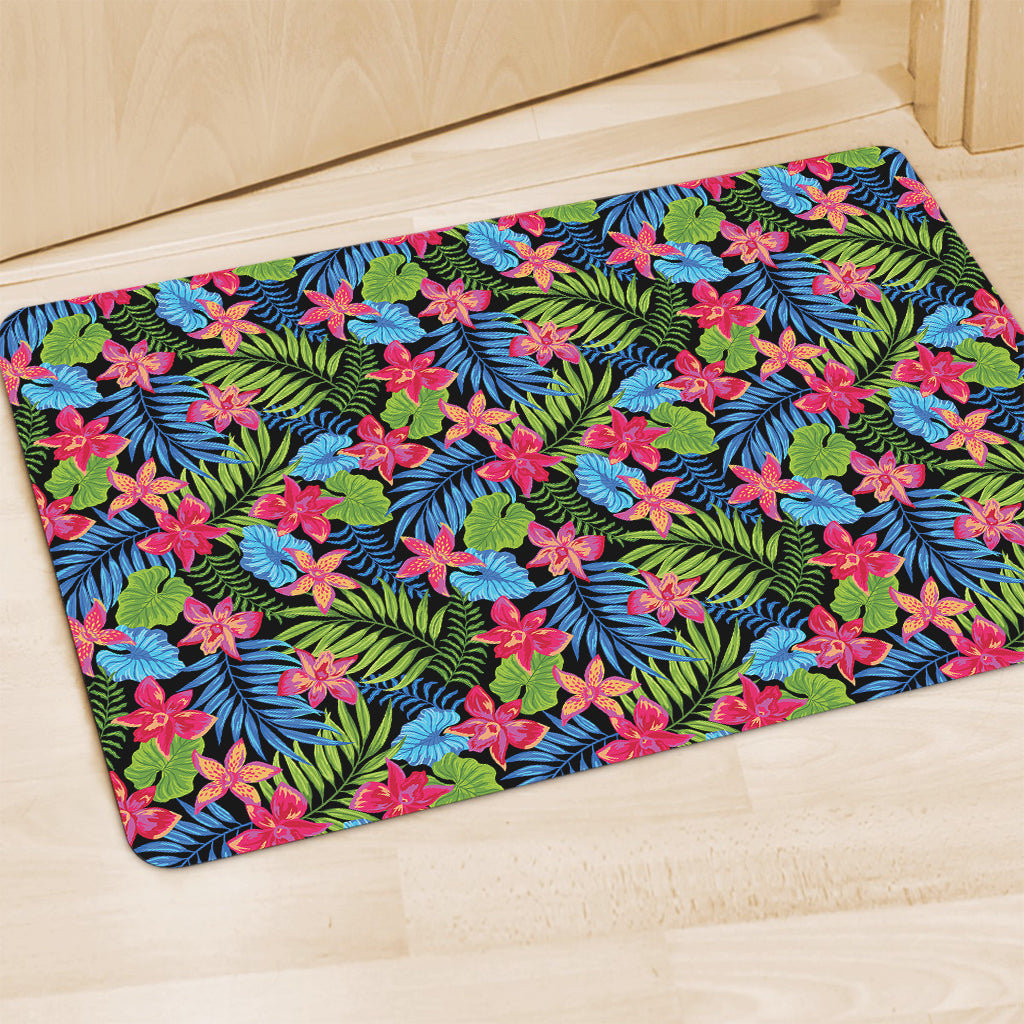 Hawaiian Floral Pattern Print Polyester Doormat