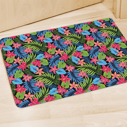 Hawaiian Floral Pattern Print Polyester Doormat