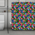 Hawaiian Floral Pattern Print Polyester Shower Curtain