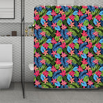Hawaiian Floral Pattern Print Polyester Shower Curtain