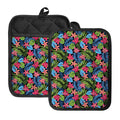 Hawaiian Floral Pattern Print Pot Holders With Pocket
