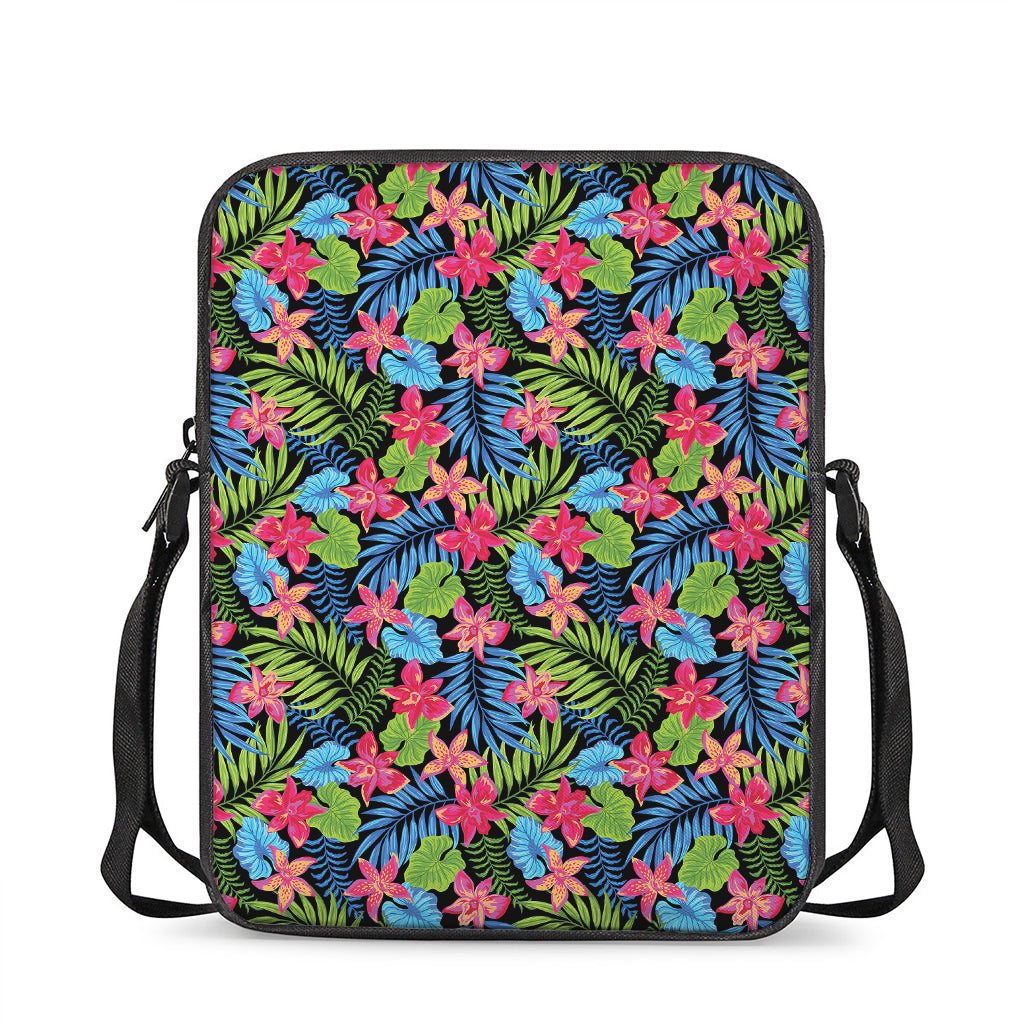 Hawaiian Floral Pattern Print Rectangular Crossbody Bag