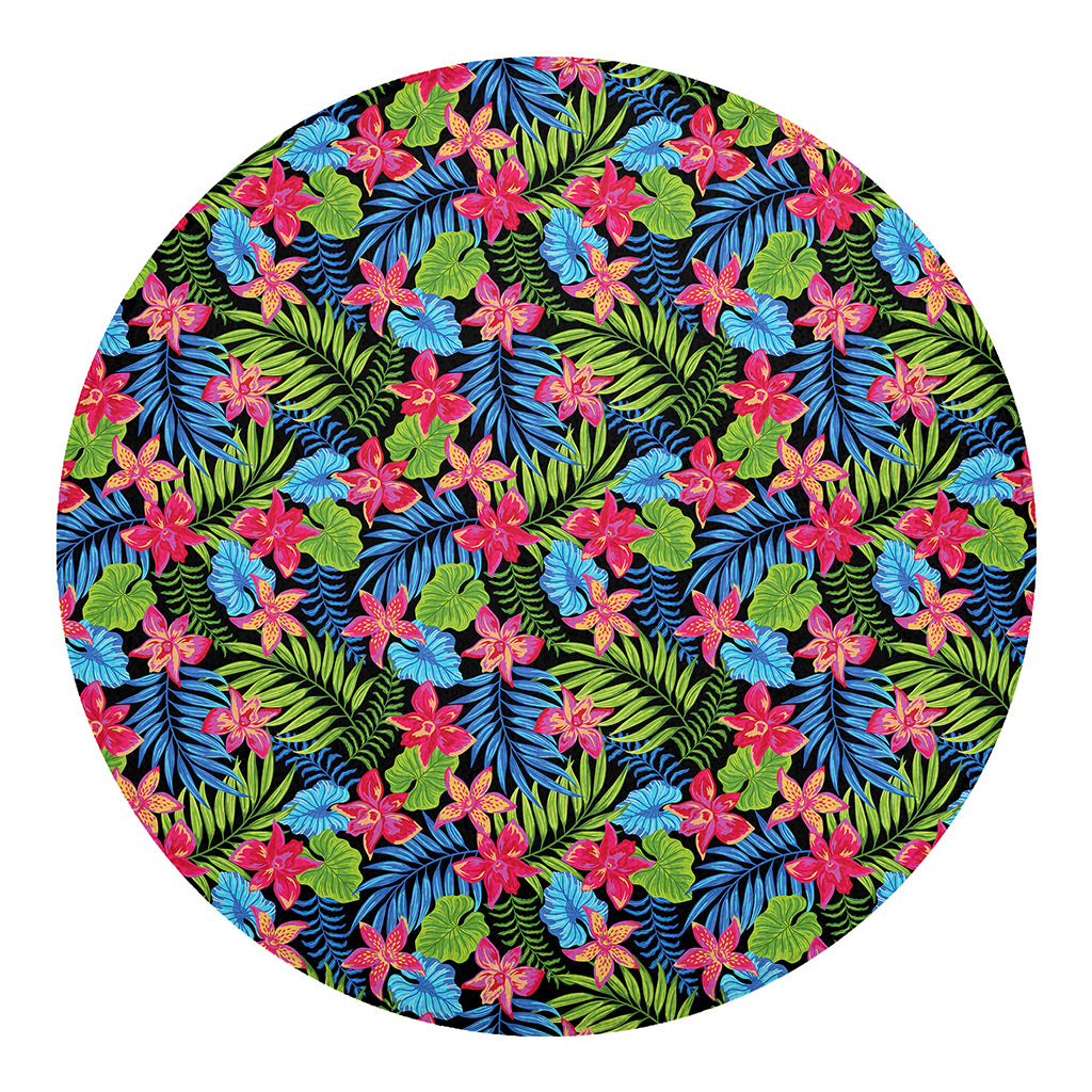 Hawaiian Floral Pattern Print Round Blanket