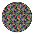 Hawaiian Floral Pattern Print Round Floor Mat
