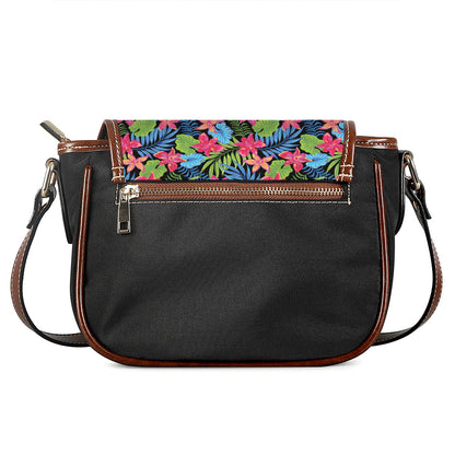 Hawaiian Floral Pattern Print Saddle Bag