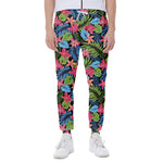 Hawaiian Floral Pattern Print Scuba Joggers