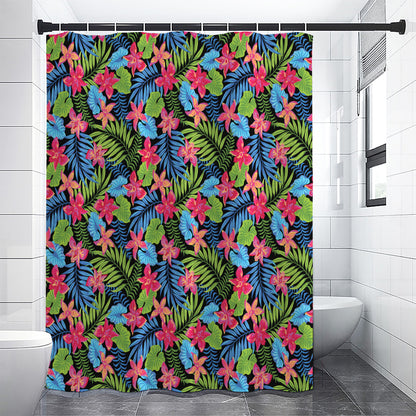 Hawaiian Floral Pattern Print Shower Curtain