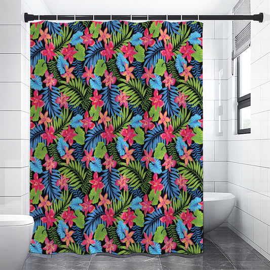 Hawaiian Floral Pattern Print Shower Curtain