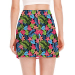 Hawaiian Floral Pattern Print Side Slit Mini Skirt