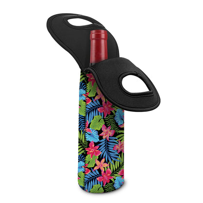 Hawaiian Floral Pattern Print Single Neoprene Wine Tote