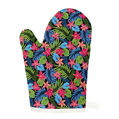 Hawaiian Floral Pattern Print Single Oven Mitt
