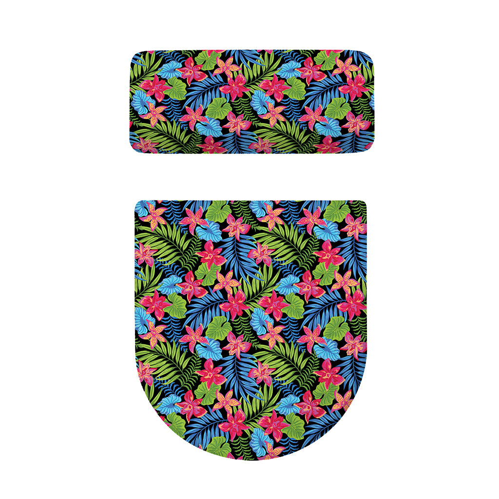 Hawaiian Floral Pattern Print Toilet Lid And Tank Cover Set